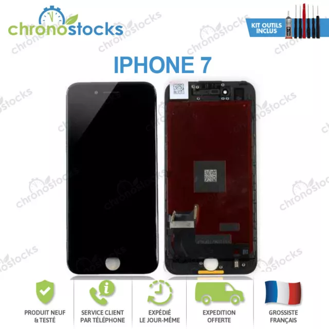 Ecran LCD vitre tactile châssis iPhone 7 noir (France)