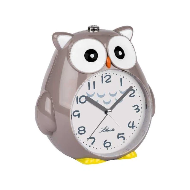 Atlanta Analogique Réveil pour Enfants Quartz Gris Plastique Chouette Alarme