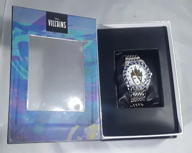 Disney "Villains" The Evil Queen White Dial Steel Bracelet Watch Diamonte Bezel