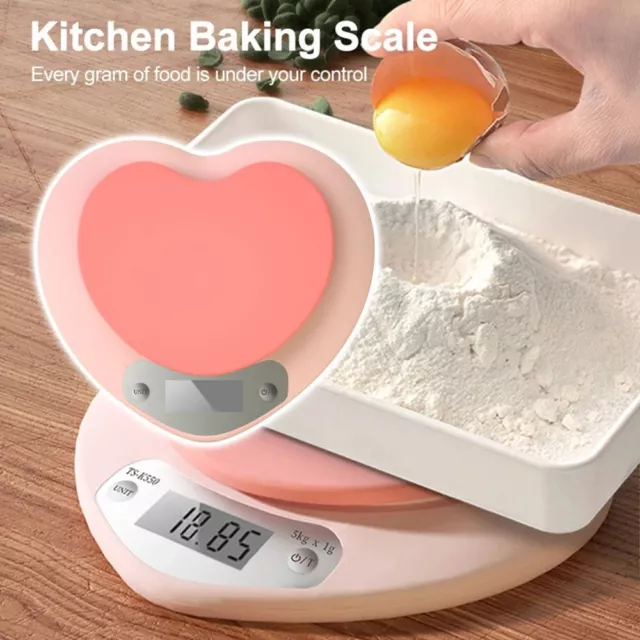Cute Pink Heart-shaped Food Electronic Scale 3kg/5kg x 0.1g/1g  High-Precision Kitchen Scales LCD Digital Scale with Tray or not