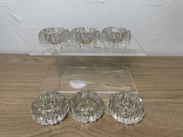 Set Of 6 Vintage Crystal Cut Glass Open Salt Cellars Dishes Fine Dining Urchin