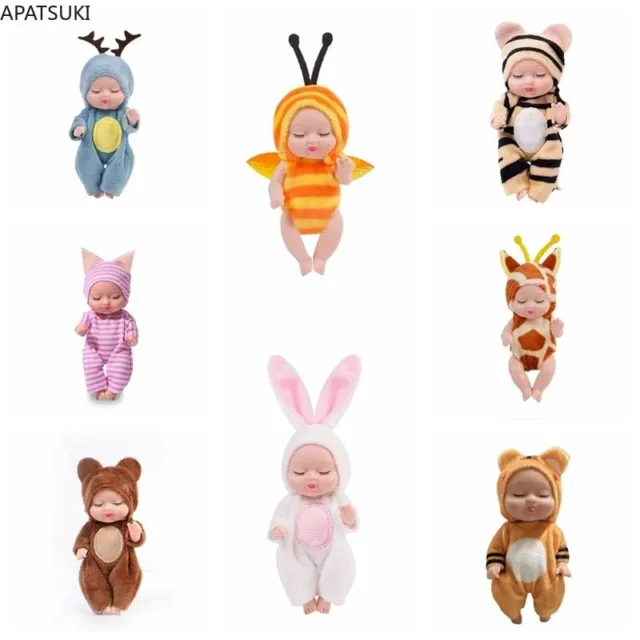 12cm Cute Animal Baby Doll With Clothes 4.5" Mini Babies Sleeping Dolls for Kids