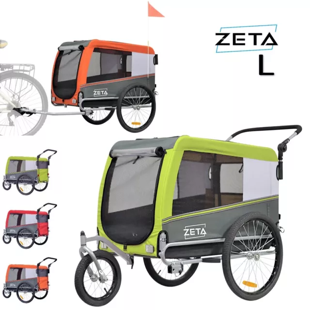 ZETA LARGE Remolque carrito y silla de paseo para bici perro mascota cochecito