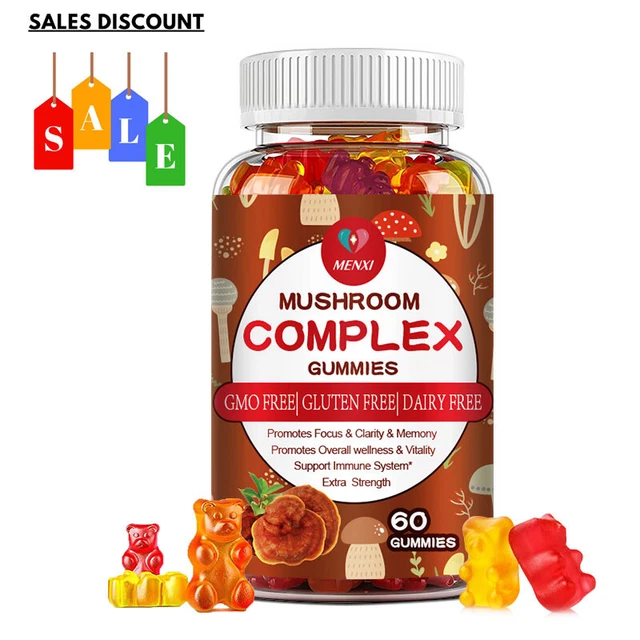 Mushroom Extract Complex Gummies Nootropic Brain Booster Increase Focus 60 Pills