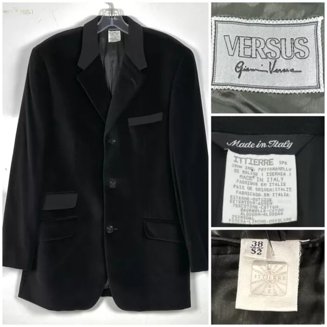 GIANNI VERSACE VERSUS Men's Black Velvet Blazer Jacket Size 38R USA 52R ...