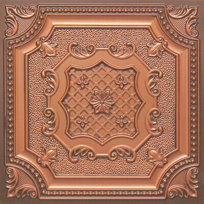 3D Tin Look PVC Glue Up Drop In Ceiling Tiles 2x2 D1258 Antique Copper Pack/6