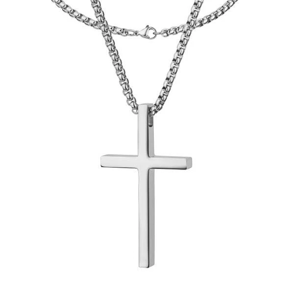 Pendentif Croix Jésus En Acier Inoxydable - Collier Homme/Femme, Réf. 133, Sans Marque