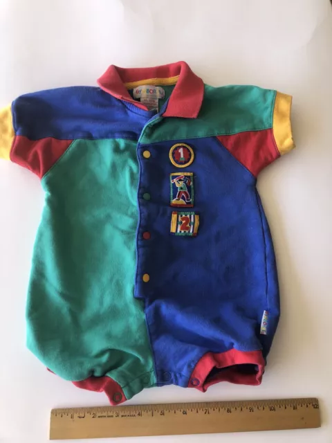 Vintage 90 s Gymboree Rainbow tag Boys Baby Baseball Romper  x small