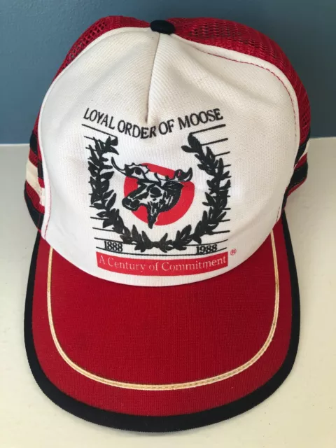 Loyal Order Moose Lodge Hat 1888-1988 Century of Commitment Vintage USA Made 80s