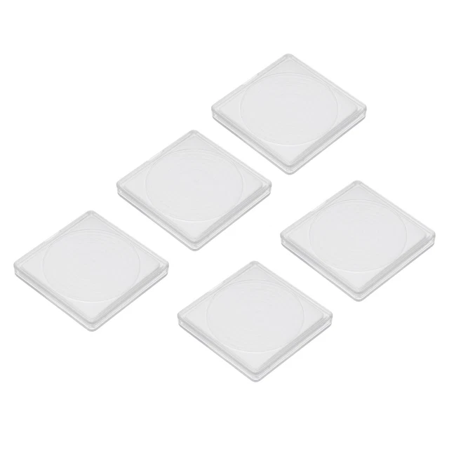 Estuche de almacenamiento de monedas con soporte a presión de monedas ajuste cuadrado monedas de 18-38 mm, 5 piezas blanco transparente