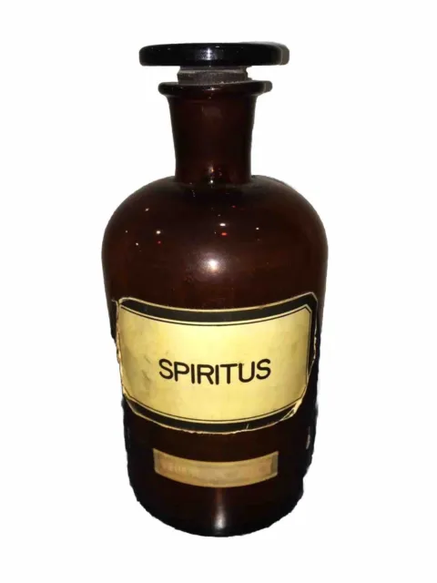 „Spiritus“ -  orig. altes Apotheker 1 Liter Standgefäß - Enghals braun