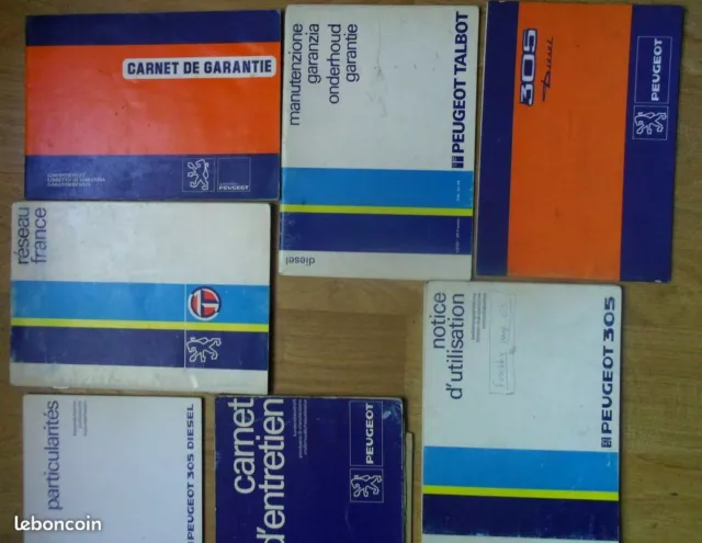Lot documents Peugeot 305 carnet entretien garantie réseau  notice utilisation
