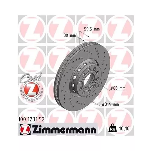 2 Bremsscheibe ZIMMERMANN 100.1231.52 SPORT COAT Z