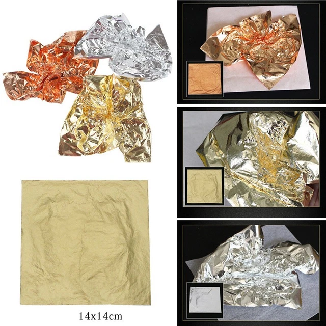 100X Blattgold Blätter Folie Kunsthandwerk Design Gleiten Papier Schrott Deko