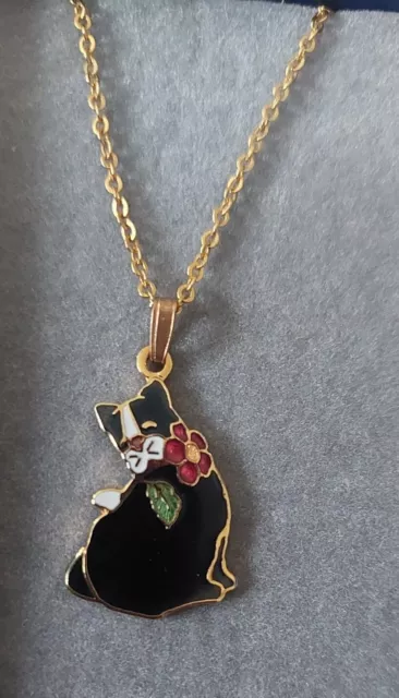 STUNNING PETER FAGAN FISH Range 22ct Gold Plated Enamel CAT NECKLACE  WITH BOX.