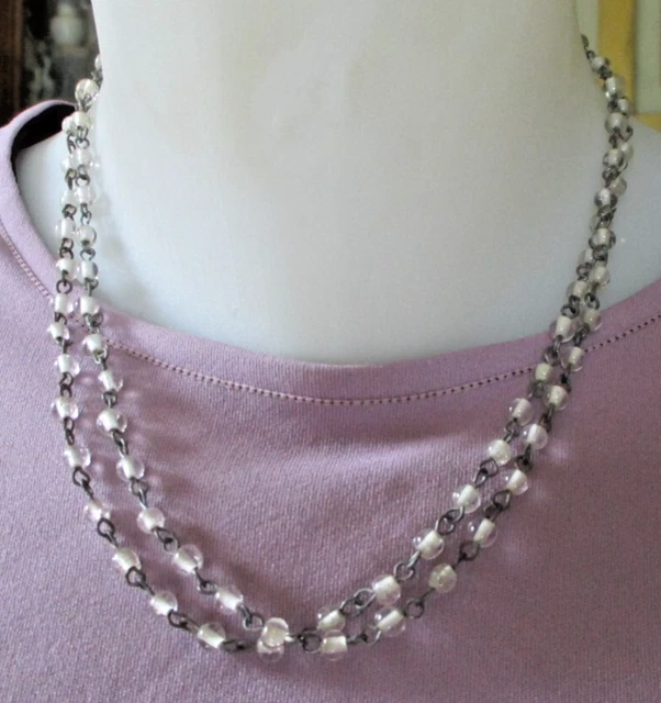 Collier Fantaisie Vintage Années 70 - Grappe De Perles Noir Et Or - Pièce Unique A19