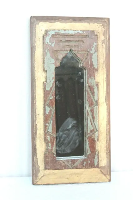 Old Wooden Hand Carved Mirror Frame Vintage Distressed Wall Hanging Decor BM-94