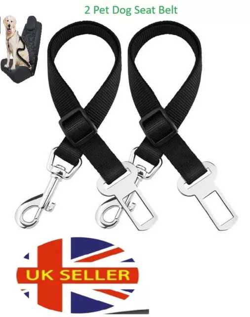 2 Pet Dog Seat Belt | Adjustable Travel Car Safety Harnesses Lead Restraint 2