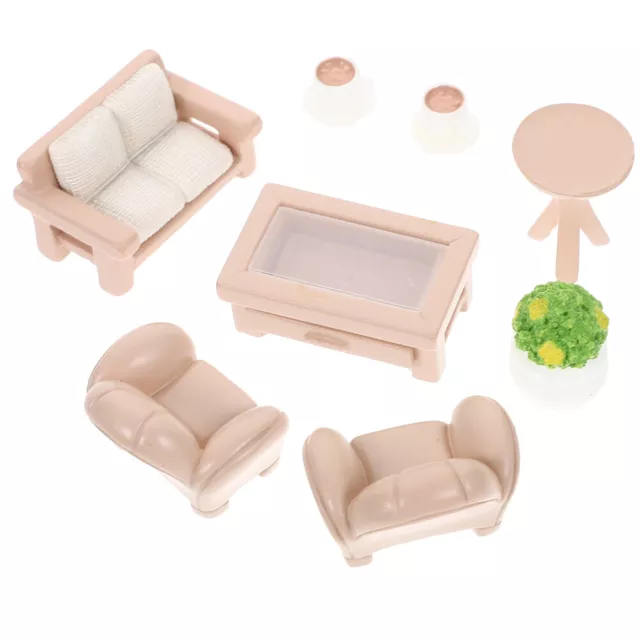 1 Set Mini-Möbel, Puppenhaus, Mini-Sofa, Mini-Tisch, Miniatur-Blumentopf,