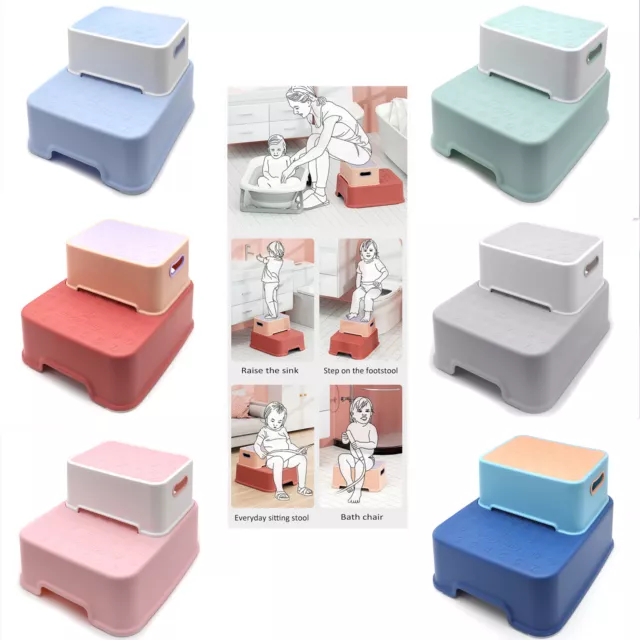 2 Step Stool Detachable Anti-Slip for Toddler Kids in Bathroom Potty kitchen