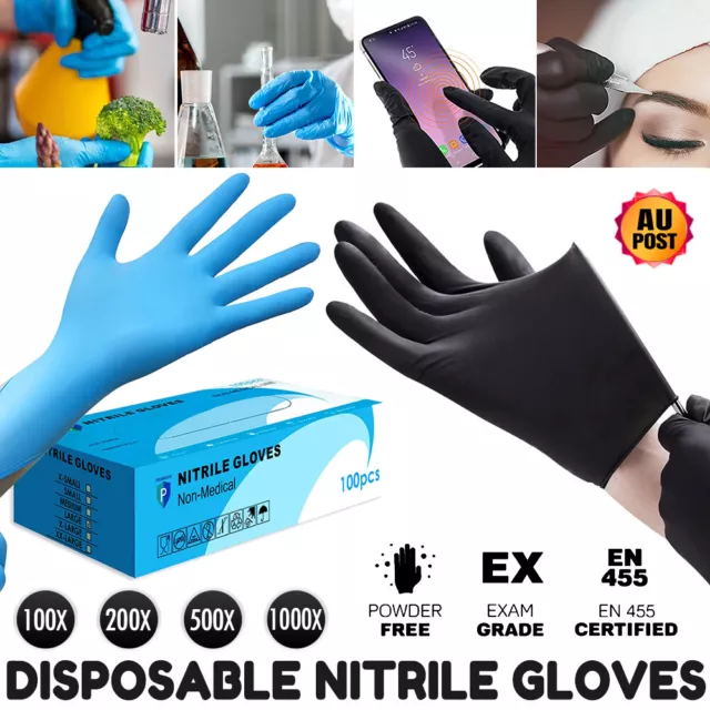 1000THICK Disposable Nitrile Gloves Rubber Blend Powder Free Industrial Mechanic