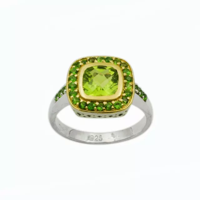 Bellissimo anello con peridoto in argento sterling 925 realizzato a mano