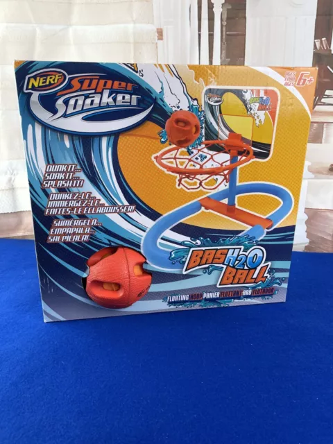 Nerf Super Soaker water Bash H2O Ball Floating Hoop basketball Dunk splash- New