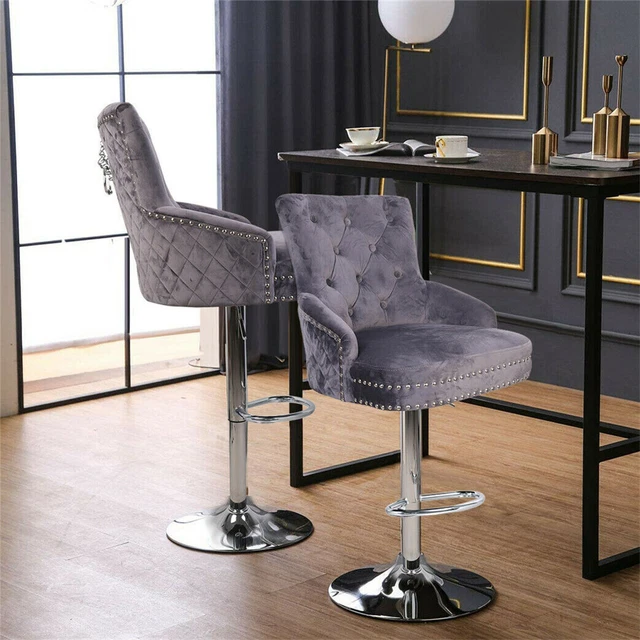 Grey velvet clearance bar chairs