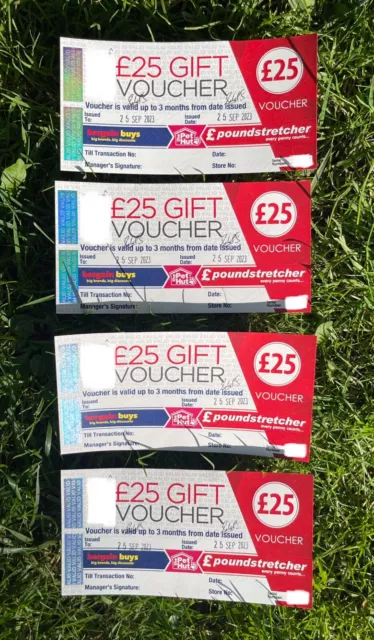 £100 Poundstretcher / Bargain Buys / The Pet Hut Gift Vouchers EXPIRES DECEMBER £100 Poundstretcher / Bargain Buys / The Pet Hut Gift Vouchers EXPIRES DECEMBER