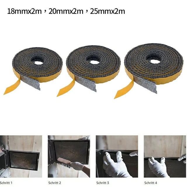 Self Adhesive Wood Burning Burner Stove Rope Glass Seal Flat Tape Fire Gasket