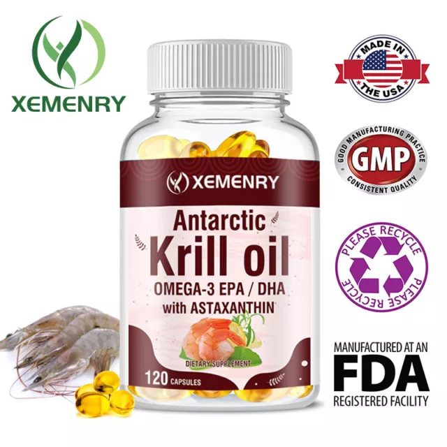 Antarctic Krill oil 2000mg - with Omega-3 EPA, DHA and Astaxanthin Supplements