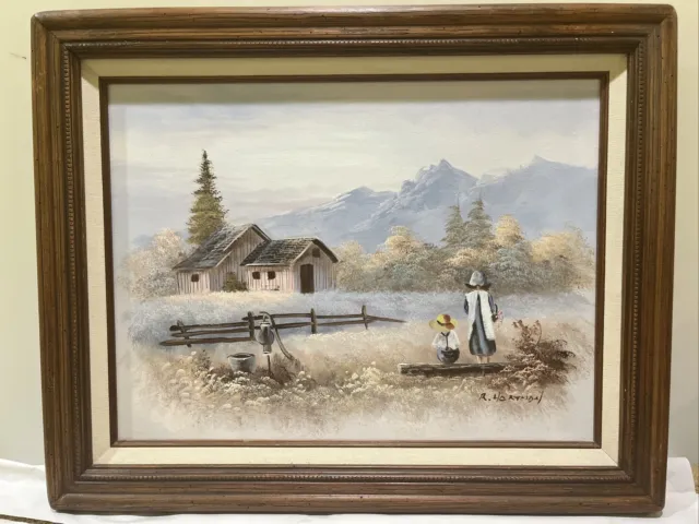 ORIGINAL OIL LANDSCAPE PAINTING ANOTHER PARADISE SIGNED R.HARTMAN 20" X 16" Rare