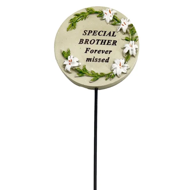 Special Brother Lily Flower Memorial Tribute Stick Graveside Grave Plaque Stake