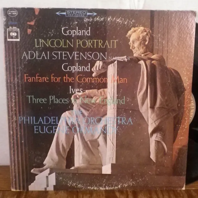 Eugene Ormandy Copland / Ives Adlai Stevenson LP Columbia stereo VG