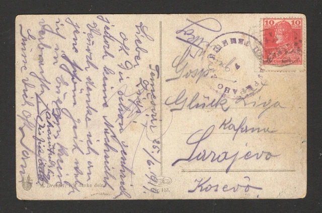 Romania - Hungary To Bosnia- Ppc With Postmark "Temisvar" And Stamp Hungary-1919