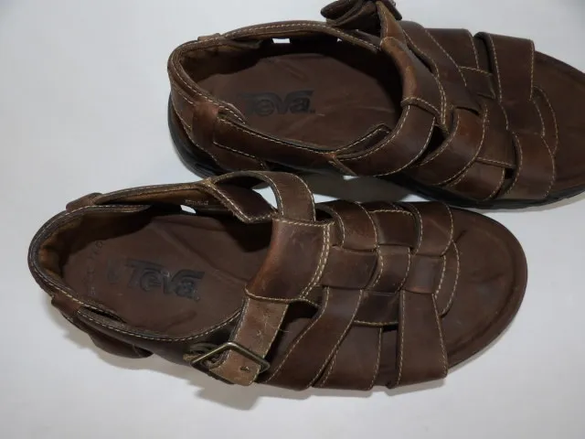 TEVA MEN'S US 10 Camden Brown Leather Open Toe Fishermen Sandals #6547 ...