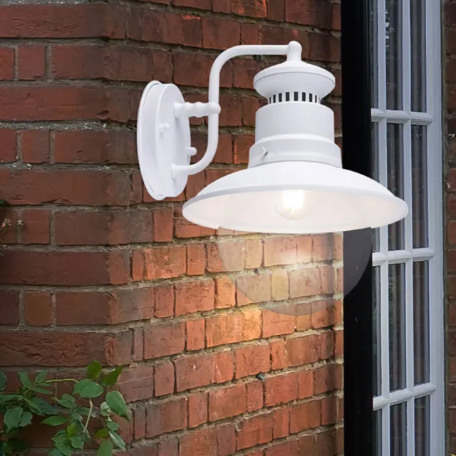 Wandleuchte Außenlampe Wandlampe Laterne Gartenlampe rund weiß 1x E27 H 27 cm