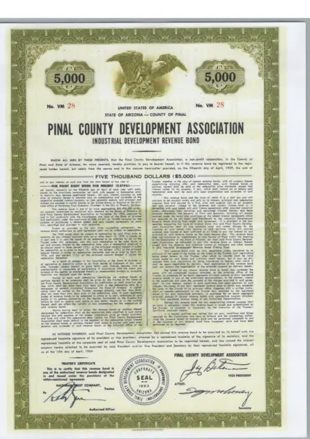 Pinal County Development Association (Arizona)......1964 Industrial Revenue Bond