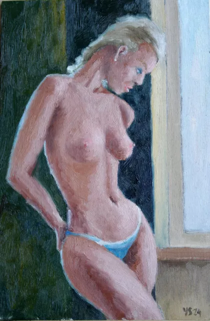 Female Nude Figure Original Oil Painting Naked Lady 8x12 Hand Painted YSArt