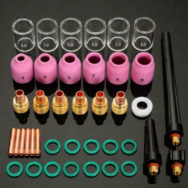 40pcs TIG Welding Torch Collet Gas Lens Pyrex Glass Cup Kit for WP-9/20/25 HQ