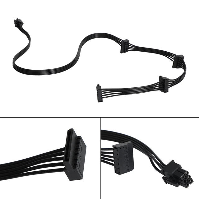 1PC Cable PCIe GPU 6 Pin to 4 SATA Power Cable PSU fit for Corsair RM1000X 2