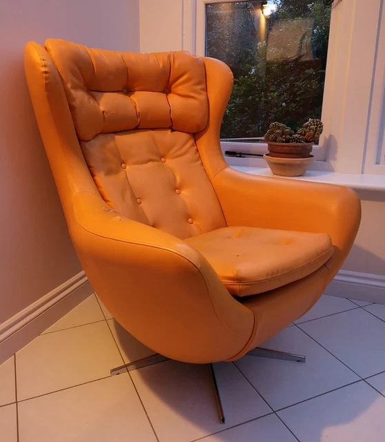 1970S VONO SWIVEL & Tilt Vintage Mid Century Egg Chair (Parker Knoll