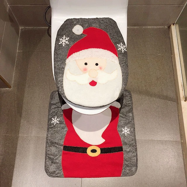 Santa WC Mat & Cover Suministros de baño Alfombra Decoracion de Navidad