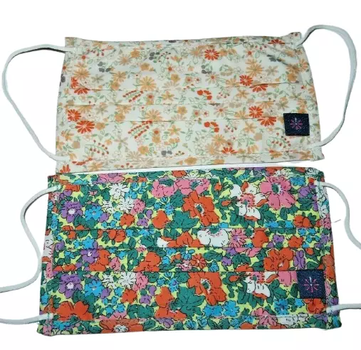 Isaac Mizrahi Set of 2 Floral Printed Cloth Face Mask Coverings Orange Floral