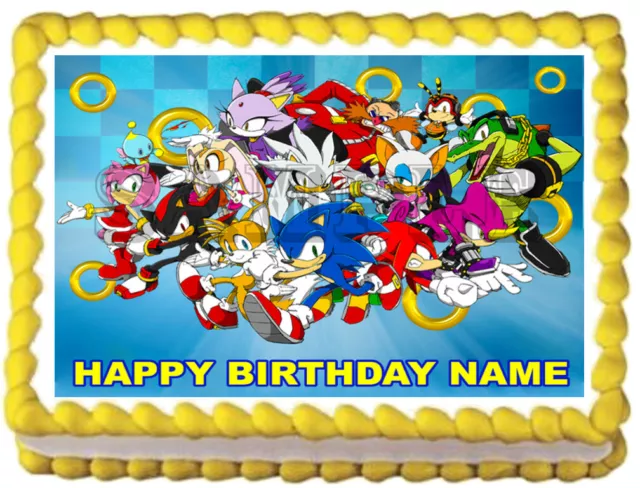 SONIC THE HEDGEHOG Edible Cake topper image Party decoration