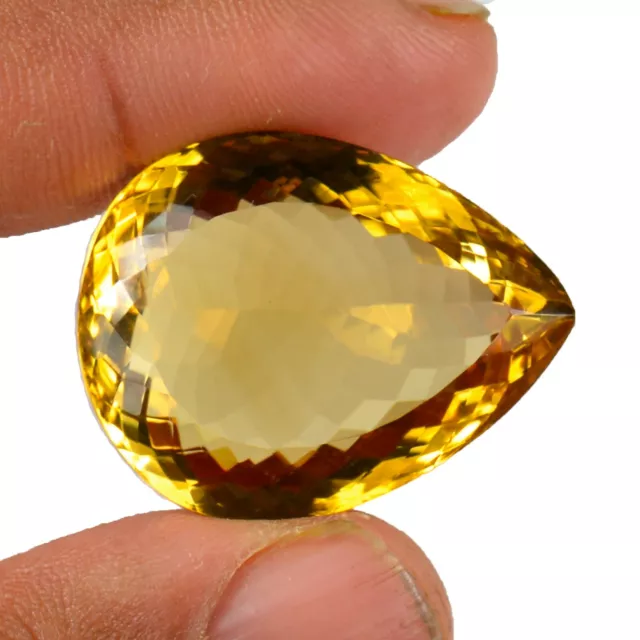 49.90 Carats Haut Qualité Naturel Certifié Citrine Dorée Poire Desseré Gemme