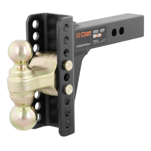 Curt Adjustable Channel Mount with Dual Ball 2" Shank 14000 lbs. 6" Drop x 45900