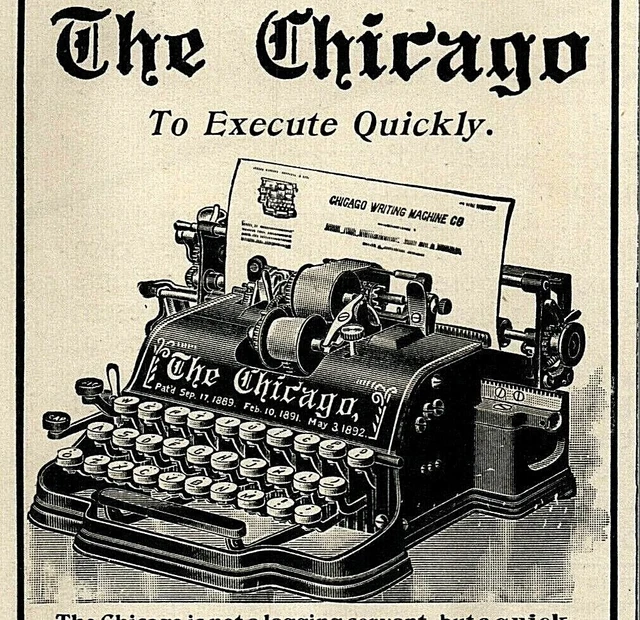 1903 Chicago Writing TYPEWRITER Office Machine ORIGINAL Paper Advertisement 5798