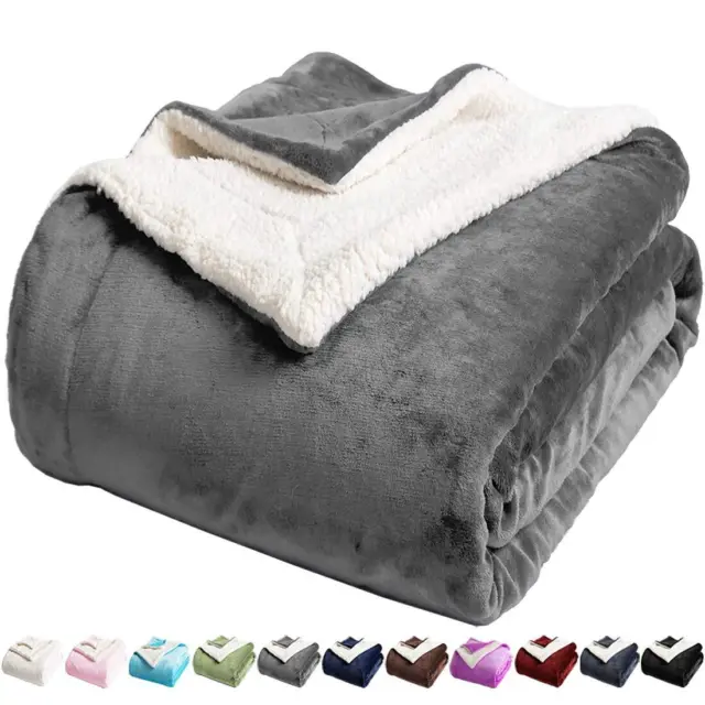 Lbro2M Sherpa Fleece Bed Blanket King Size Super Soft Fuzzy Plush Warm Cozy Fluf
