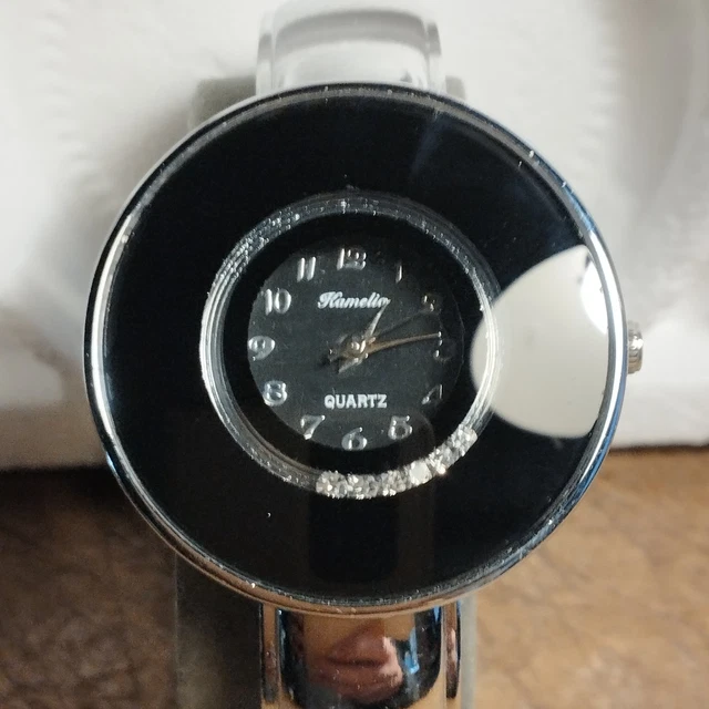 Montre Femme Vintage KAMELIA – Cadran Strass, Bracelet Métal Croisillon, Pile à Changer, Occasion